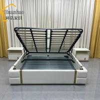 Nouveau Design Italien Lit King Size Confortable en Cuir, Cadre en Bois, Meuble de Chambre à Coucher pas Cher en Grande Vente
