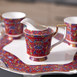 El Fabricante Promueve el Juego de Café de Cerámica Color Rojo Esmaltado Europeo para el Té de la Tarde - Product Image 5