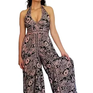 Style européen Boho Summer fashion Silk Jumpsuit-Bohemian Fashion Harem Style Silk Jumpsuit Dress-Wholesale Silk Maxi Dress