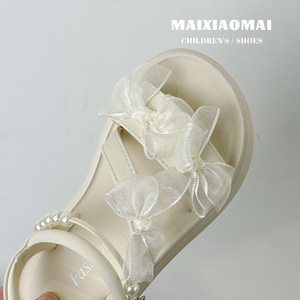 Sandalias de Playa para Niñas Mai Mai 2026, Diseño de Princesa con Lazo de Perlas y Cierre de Velcro, Punta Abierta - Product Image 3