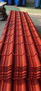 Hoja de techo de acero Aluzinc de diseño moderno 1340*420*0,4mm tejas de Metal recubiertas de piedra de bambú de largo alcance entrelazadas para casa - Product Image 4