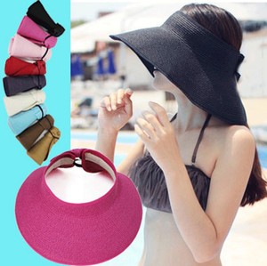 UV Protection Summer Wide Brim Floppy <strong>Straw</strong> Hat Foldable Paper Sun <strong>Visor</strong> for Women Girls Outdoor Travel-friendly Beach Top - Product Image 4