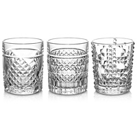 Verres à whisky rétro de 11 oz, verres à spiritueux transparents pour bar, gobelet à whisky en verre gaufré diamant, réutilisable, sans plomb