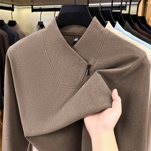 Cross-border Wholesale High-quality Double-sided Fleece Long-sleeve <strong>Hoodie</strong> <strong>Mens</strong> New Autumn Stand-collar Pullover Casual Solid - Product Image 1