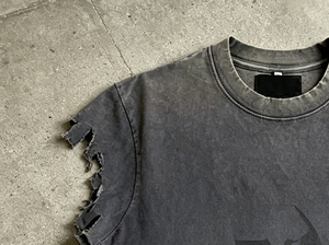 Custom logo <strong>Men's</strong> Cropped T-shirts Wholesale <strong>Sleeveless</strong> Shirt Acid Washed Distressed Dyeing <strong>Tshirt</strong> 260gsm 100%Cotton Tank Top - Product Image 2