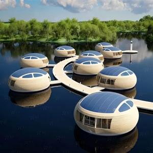 Maison flottante préfabriquée <span class=keywords><strong>de</strong></span> luxe en aluminium en forme d'œuf, personnalisable, pour 2025 – Cabane aquatique, villa ponton, hôtel pour fêtes en parc - Product Image 1