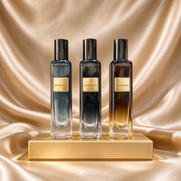 Flacon de parfum carré dégradé de 15 ml pour huiles essentielles avec bouchon noir en aluminium, flacons en verre à bille roulante et vaporisateur