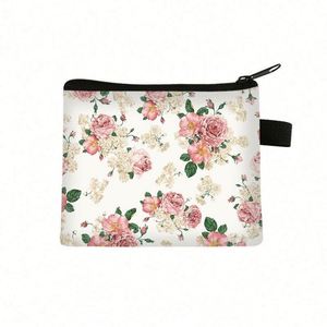 Custom Print <b>Cute</b> Student Girls Coin <b>Purse</b> Polyester Change Storage Bag Flowers Printing Coin Bag - Product Image 1