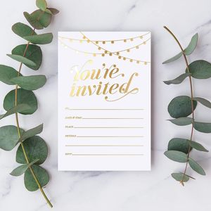 Gold Foil Traditional <strong>Invitations</strong> Party <strong>Invitation</strong> You Are Invited Cards for Wedding Baby and Bridal Shower - Product Image 1