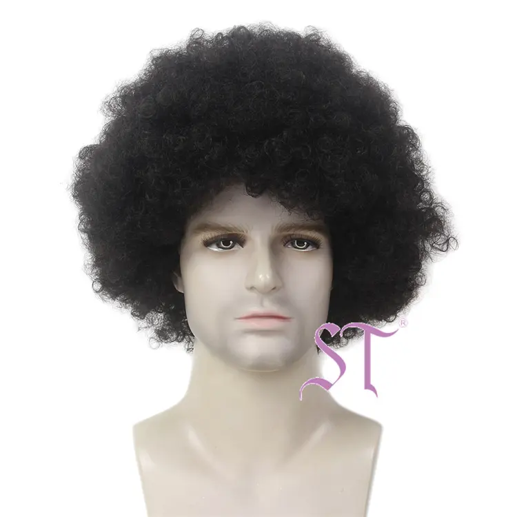 Buy A Wig Online Droppshipping Afro Kinky Curly Wigs With Bangs Heat Resistant Curly Wave Synthetic Wigs For Black Men