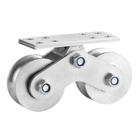 Polea fija de alta resistencia para puerta corredera, polea de acero con doble rueda en forma de V y canal en forma de U, No. Polea de Acero 45 para Puerta Artística