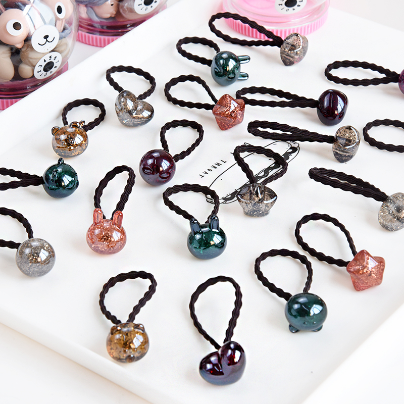 20 шт. милые Мультяшные дизайнерские шарики Медведь Кролик Сердце Звезда резинки для волос Эластичные для волос для маленьких девочек