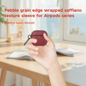 DL Proveedor Venta al por mayor <span class=keywords><strong>Original</strong></span> Pebble Grain Edge Envuelto Saffiano Auricular Cubierta Fundas blandas para <span class=keywords><strong>Airpods</strong></span> 3 <span class=keywords><strong>2</strong></span> <span class=keywords><strong>Pro</strong></span> Cubierta con gancho - Product Image 4