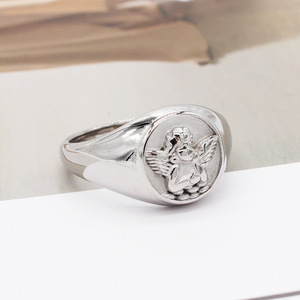 Bague en acier inoxydable de haute qualité, délicate, personnalisée, style rétro, amour, cupidon, <span class=keywords><strong>ange</strong></span>, pour hommes et femmes, bijoux de mode - Product Image 2