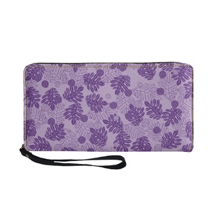 Latest Design Custom Hawaiian Style Ulu Breadfruit Hawaiian Print Pu Leather Zipper Long <strong>Wallet</strong> With Hand Strap Print on Demand - Product Image 1