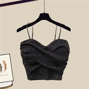 2274 yaz yeni geniş ücretsiz rahat geniş bacak pantolon beyaz gömlek dalga sutyen yelek üç parçalı zarif kadın pantolonları takım eşofman - Product Image 6