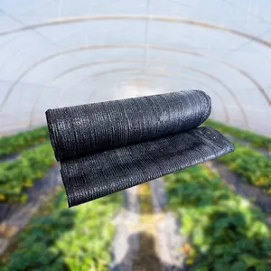 Jaring naungan rumah kaca hitam, jaring naungan cahaya matahari filamen tunggal HDPE baru 100% untuk lapangan olahraga pertanian