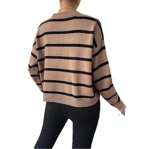 เสื้อสเวตเตอร์แฟชั่นสำหรับผู้หญิงคอกลมหรือคอวีแขนยาวทรงสลิมฟิตลำลอง - Product Image 2