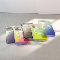 Coque de téléphone tendance avec aimant, électroplaquée, anti-chute, semi-transparente pour iPhone 15 Pro Max, couleurs électro-plaquées