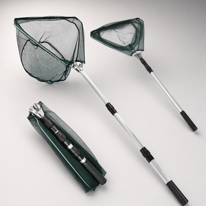 Épuisette de pêche télescopique pliable en alliage d'aluminium avec revêtement en caoutchouc, flottante, pour la pêche en mer et à la mouche - Product Image 1