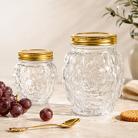 Pot en verre vide personnalisé avec logo, 3 tailles, couvercle doré, texture nid d'abeille, emballage en aluminium écologique pour bougies