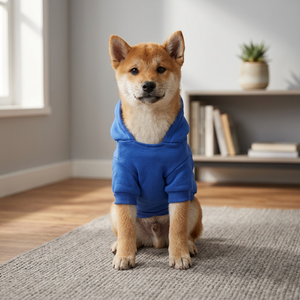 Blue Cotton Dog Hoodie Pet Sweatshirt Solid Puppy Sweater Fall Wear Matching <b>Clothes</b> - Product Image 1