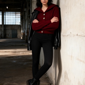 <span class=keywords><strong>Pull</strong></span> cardigan en tricot premium à coupe décontractée vintage pour femmes Sehe Fashion - Product Image 5