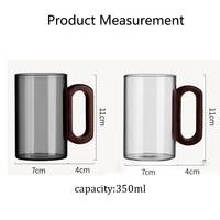 Mug à thé élégant en verre borosilicate résistant à la chaleur avec poignée en bois, tasse en verre pour la maison et le bureau