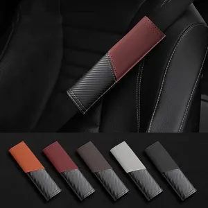 2pcs Car Seat Belt Cover Carbon Fiber Leather Universal Auto Seat Belt Covers Shoulder Protection Car Accessories Interior