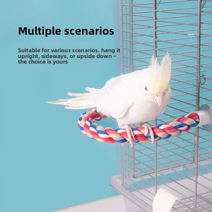 Jouet <span class=keywords><strong>Corde</strong></span> d'Escalade pour Perroquet, Coton Masticable en Forme de U, Perchoir et Accessoire de Cage pour Oiseaux, Article Décoratif Anti-Ennui GN0087 - Product Image 5