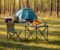 Table de pique-nique pliante en métal imitation bois pour l'extérieur, légère, pliable, empilable, avec coussin imperméable
