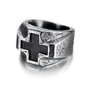 new arrival novel christianity religious ring custom solid stainless steel christian jesus cross ring for men women