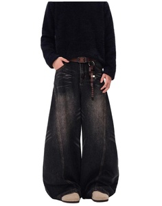 Pantalones vaqueros de pierna recta lavados Retro americanos de otoño 2025, pantalones de pierna ancha holgados de talla grande para hombre, pantalones de mezclilla de gama alta de tendencia - Product Image 3