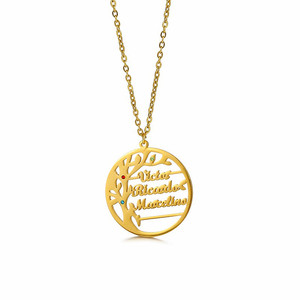 <span class=keywords><strong>Collier</strong></span> en acier inoxydable avec zircon couleur or, <span class=keywords><strong>arbre</strong></span> <span class=keywords><strong>de</strong></span> <span class=keywords><strong>vie</strong></span>, <span class=keywords><strong>collier</strong></span> personnalisé avec nom, bijoux Qiuhan - Product Image 4