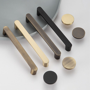 Home Kitchen Minimalist Brushed Golden Solid Brass Handle Cabinet Furniture Hardware Cabinets Drawers Cabinet <strong>Doors</strong> Pull Handle - Product Image 4