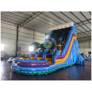 Toboggan aquatique gonflable commercial Blue Factory Tropical Marble à double piste <span class=keywords><strong>avec</strong></span> grande <span class=keywords><strong>piscine</strong></span> géante pour location de fêtes d'enfants - Product Image 6