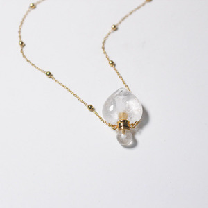 Luxury Fluorite Clear Quartz Perfume Bottle Aromatic Essential Oil 18K Pendant Necklace <strong>Empty</strong> Bottle Sweater Chain for Women - Product Image 2