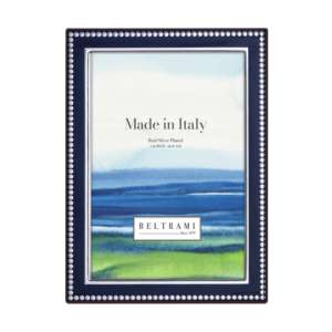 Beltrami Photo <b>Frame</b> <b>4x6</b> Silver Plated Blue Navy Dots Metal <b>Frame</b> - Product Image 1