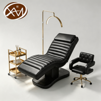 Camilla de Masaje Eléctrica Curva de Lujo Marrón para Tratamientos de Pestañas, Estética, Cosmética y Facial para Spa, Salón de Belleza y Gimnasio