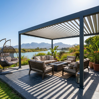 Pergola bioclimatique intelligente en aluminium sur mesure avec toit à lames orientables et éclairage LED pour l'ombrage extérieur des entrepreneurs commerciaux