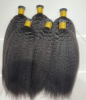 Extensiones de Cabello Humano Virgen Brasileño 100% Doble Trama Grado 10A-12A Liso Kinky con Micro Link I-Tip