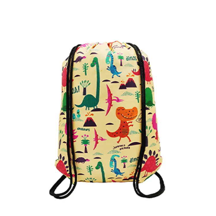 Promotional Recyclable 210D 420D 600D Polyester Cute Custom Logo Printing Drawstring Backpack For School Kids