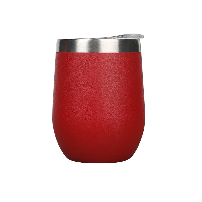 Taza de acero inoxidable con aislamiento al vacío de doble pared, vaso de vino con forma de huevo, 12oz