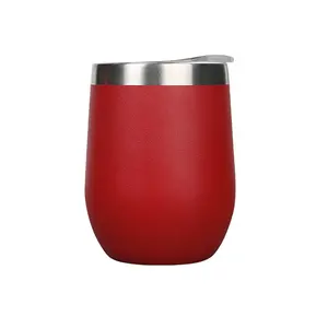 Stainless Steel Double Wall Vacuum Insulated 12oz Wine Tumbler Mug Egg Shaped Cup