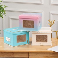 Boîtes à gâteaux en papier kraft transparentes carrées pour animaux de compagnie, avec fenêtre haute, personnalisables avec logo imprimé, recyclables, prix de gros, en vente