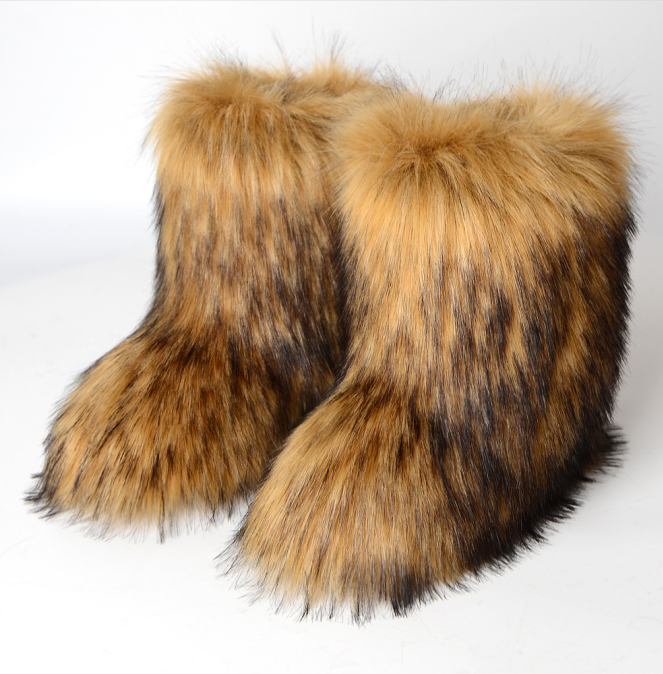 snow boots raccoon fur boot for men ladies girls winter outdoor indoor warm flat casual shoes raccoon fur snow boots