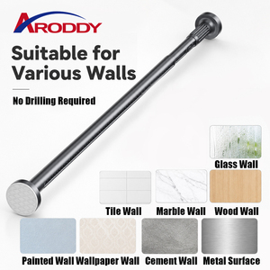 Barra de Acero para Armario ARODDY de 39.4-66.9 Pulgadas, Instalación sin Daños, Color Gris Blanco, Paquete Compacto, Barra para Cortinas - Product Image 2