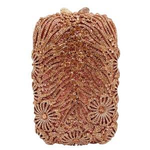 Exquisite Floral Evening Bag for Women Dazzling Rhinestones <b>Clutch</b> Purse Wedding Traveling Handbag Detachable Chain - Product Image 1
