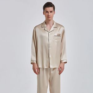 <span class=keywords><strong>Pigiama</strong></span> in Seta 16mm, Maniche Lunghe e Pantaloni, Set Elegante per Casa, 100% Seta - Product Image 3