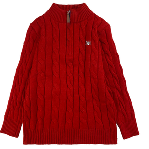 Suéter <span class=keywords><strong>de</strong></span> <span class=keywords><strong>punto</strong></span> para <span class=keywords><strong>hombre</strong></span> estilo Old Money England <span class=keywords><strong>Lauren</strong></span> con cremallera, logo bordado y diseño <span class=keywords><strong>de</strong></span> trenzas caladas, cálido y con textura <span class=keywords><strong>de</strong></span> trenzas trenzadas. - Product Image 4
